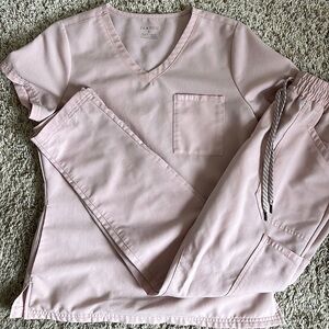 JAANUU Blush Pink Scrubs size S top and pants